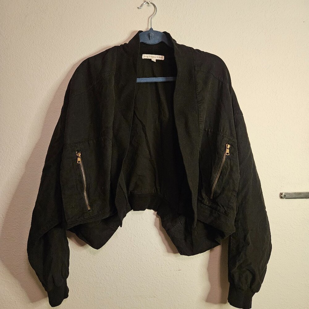 Open Front Crop Bomber Jacket